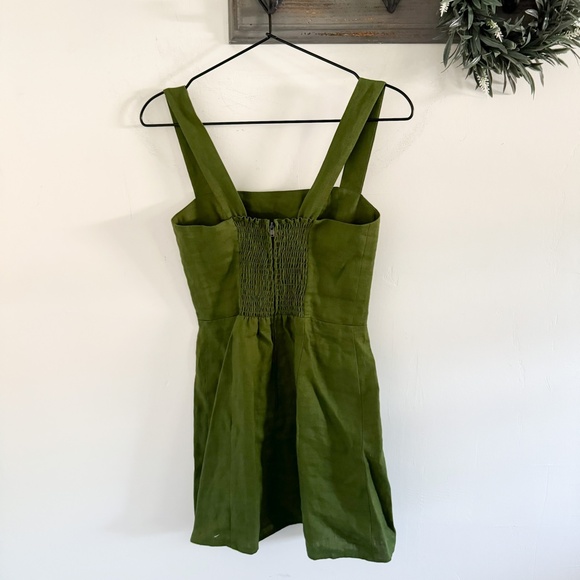 NEW Reforrmation Moss Green Linen Brigitte Dress 2 - Picture 4 of 6